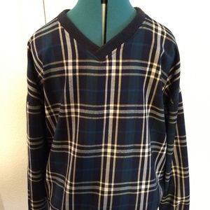 Pendleton Golf Sweater Mens Blue Green Plaid